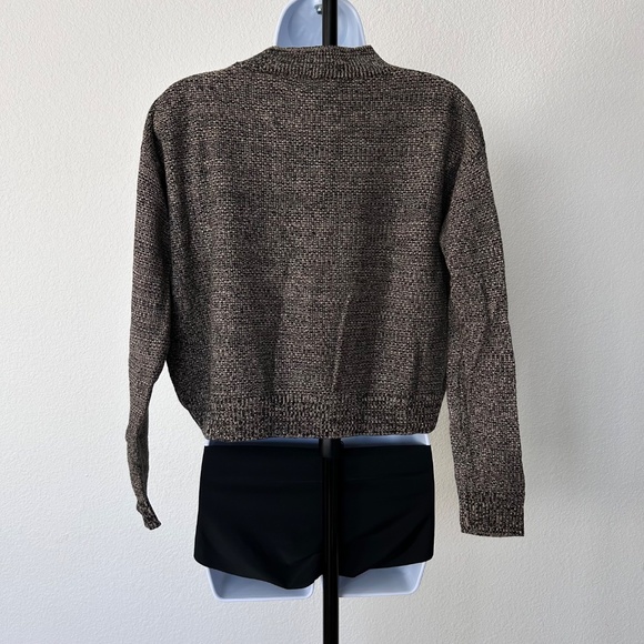 Levi's Mock Neck Boxy Cropped Wool Blend Sweater Black/Tan Womens Med - Picture 2 of 6